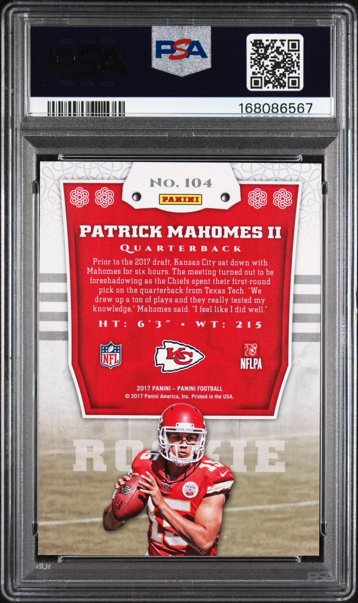 2017 PANINI 104 PATRICK MAHOMES II PSA 10