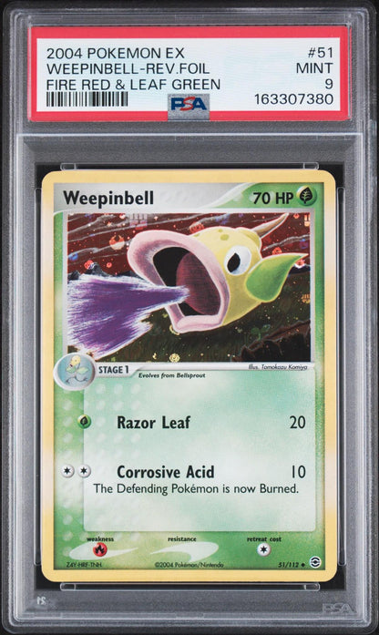 2004 POKEMON EX FIRE RED & LEAF GREEN 51 WEEPINBELL-REVERSE FOIL PSA 9