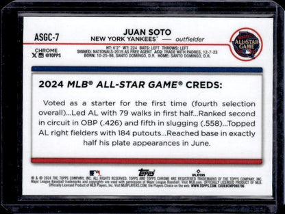 2024 Topps Chrome Update #ASGC-7 Juan Soto 2024 All-Star Game Chrome Black Refractors #/10