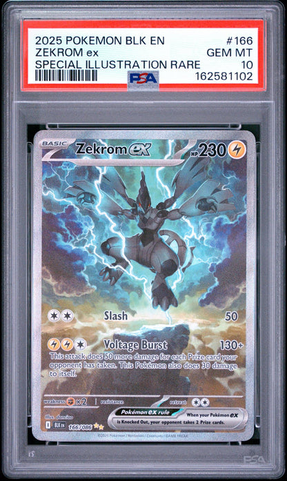 2025 POKEMON BLK EN-BLACK BOLT #166 ZEKROM ex SPECIAL ILLUSTRATION RARE PSA 10