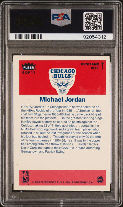 1986 FLEER STICKER 8 MICHAEL JORDAN PSA 4