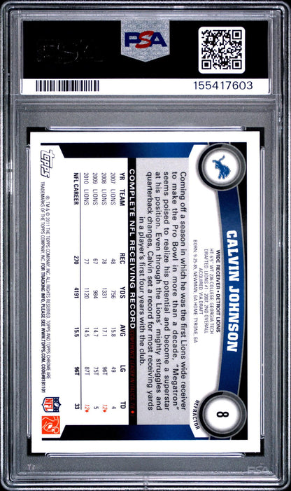 2011 TOPPS CHROME 8 CALVIN JOHNSON XFRACTOR PSA 10