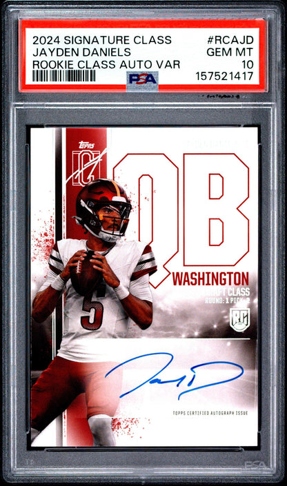 2024 TOPPS SIGNATURE CLASS ROOKIE CLASS AUTOGRAPH VARIATION RCAJD JAYDEN DANIELS PSA 10