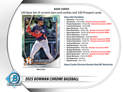 2025 Bowman Chrome Baseball Breakers Delight 6 Box Case