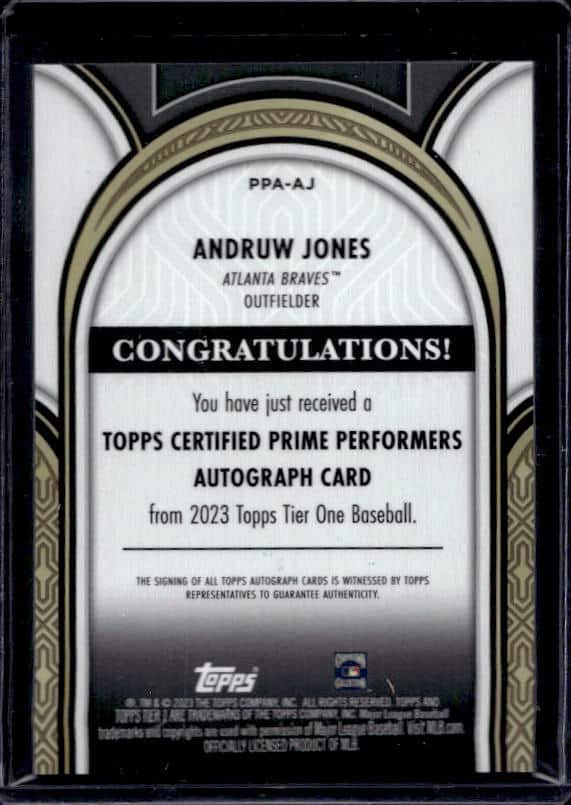 2023 Topps Tier One Andruw Jones #PPA-AJ Autograph /299