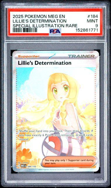 2025 POKEMON MEG EN-MEGA EVOLUTION #184 LILLIE'S DETERMINATION SPECIAL ILLUSTRATION RARE PSA 9