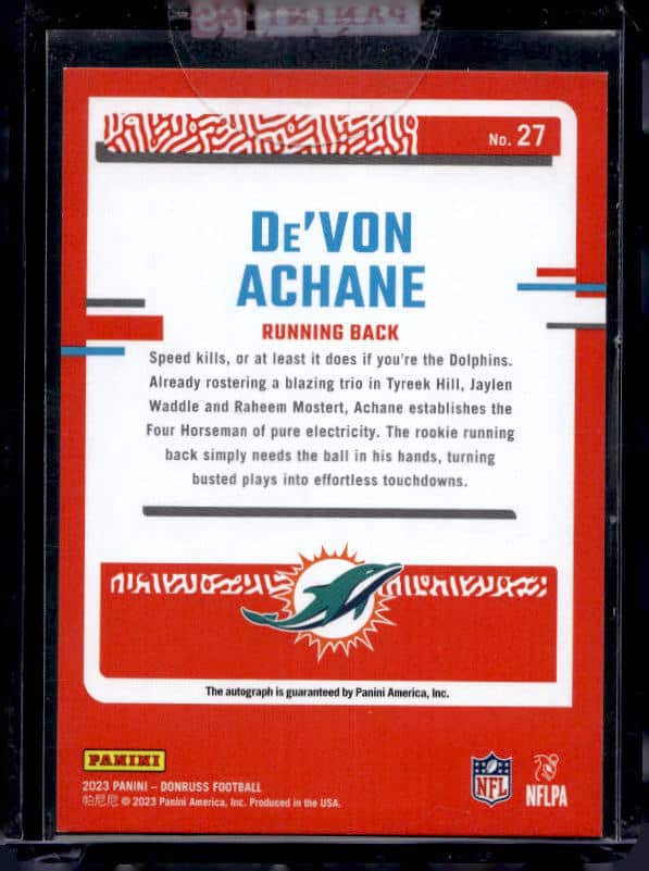 2023 Panini Donruss De'Veon Achane #27 The Rookies Autograph