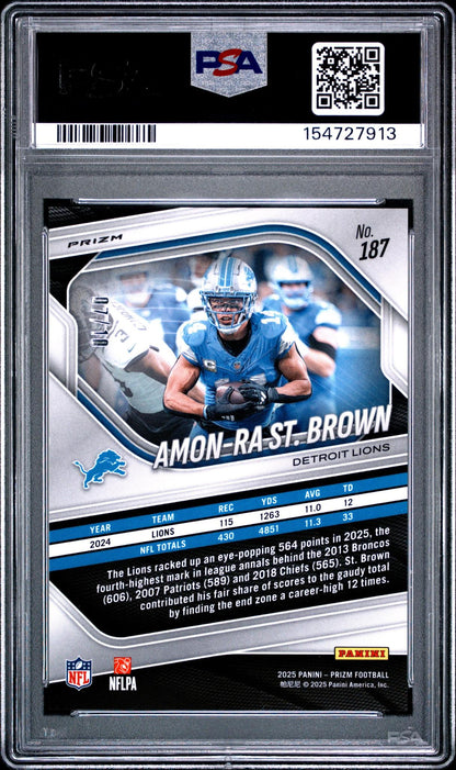 2025 PANINI PRIZM 187 AMON-RA ST. BROWN GOLD CHOICE PSA 10