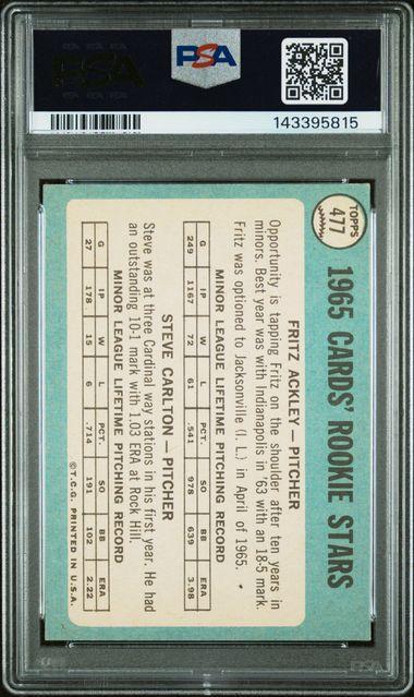 1965 TOPPS #477 CARDINALS ROOKIES F.ACKLEY/S.CARLTON PSA 4