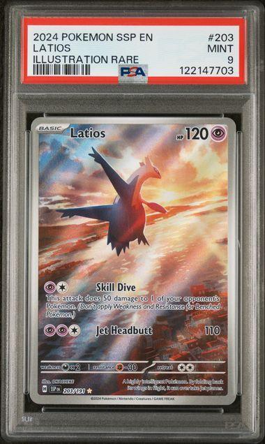2024 POKEMON SSP EN-SURGING SPARKS #203 LATIOS ILLUSTRATION RARE PSA 9