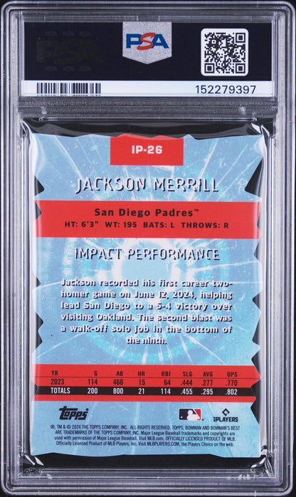 2024 Bowman's Best Impact Players #IP26 Jackson Merrill PSA Authentic