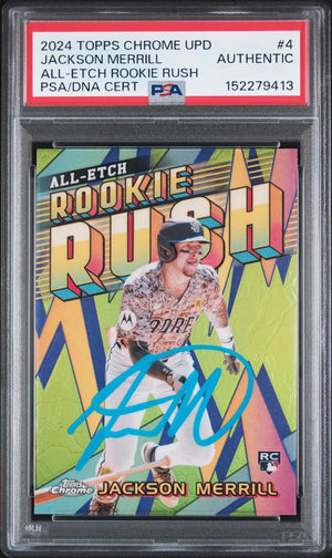 2024 Topps Chrome Update Chrome All-Etch Rookie Rush 4: Jackson Merrill PSA Authentic