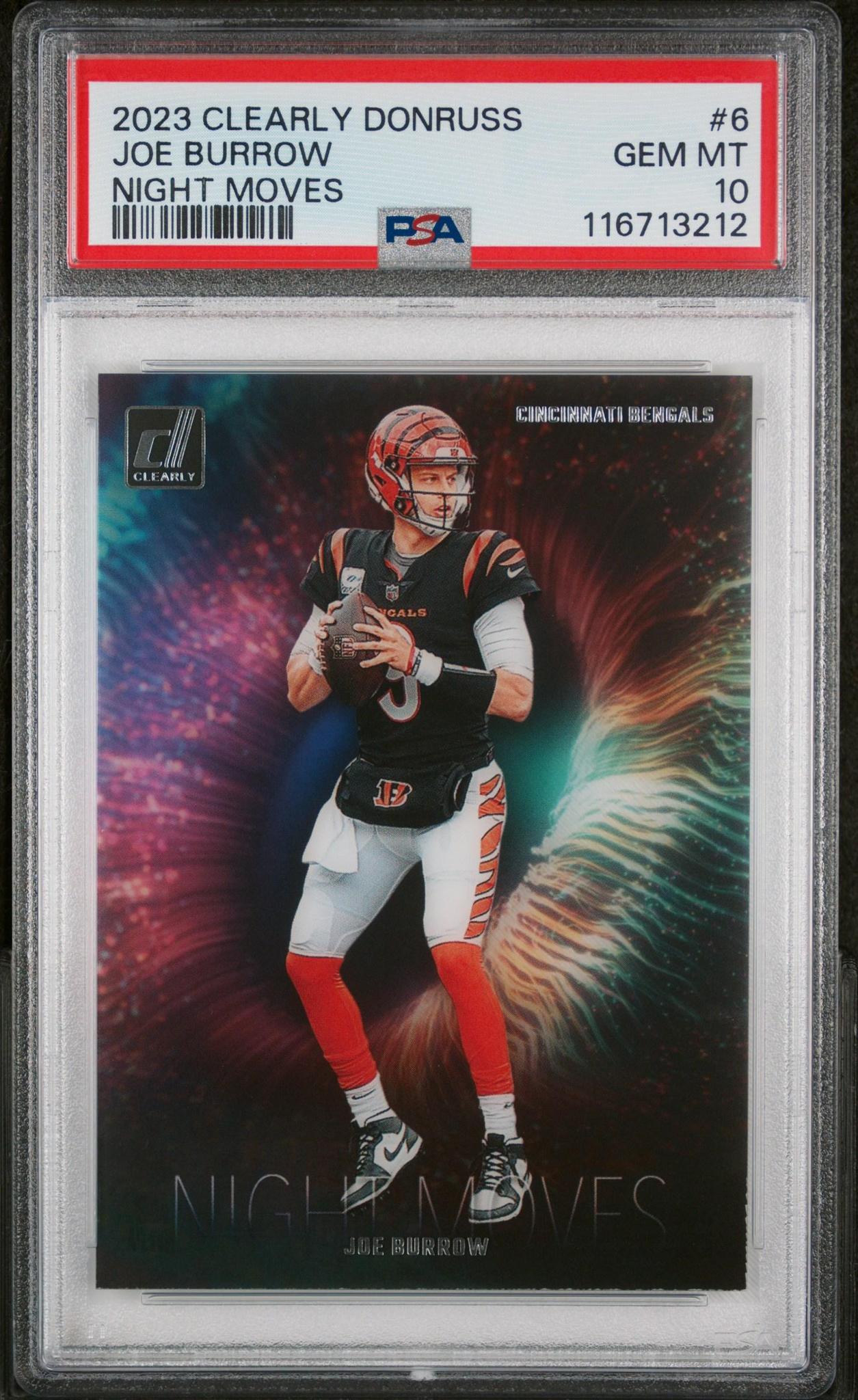 2023 Panini Clearly Donruss Night Moves 6 Joe Burrow PSA 10