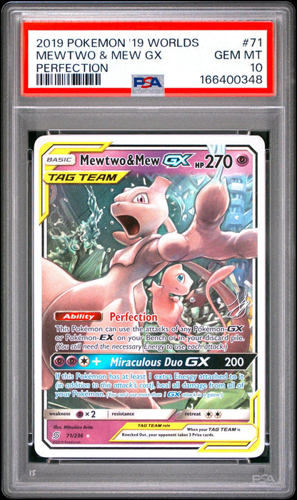 2019 Pokemon 2019 World Championships Deck - Perfection 71 Mewtwo & Mew Gx PSA 10