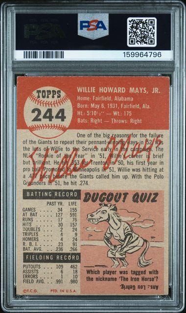 1953 TOPPS #244 WILLIE MAYS PSA 2