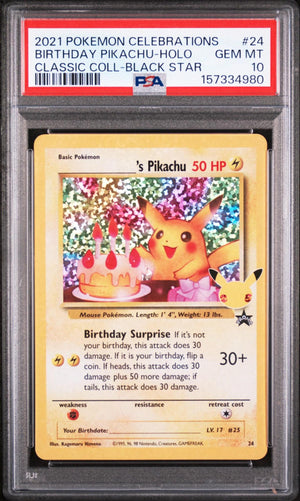 2021 POKEMON CELEBRATIONS CLASSIC COLLECTION 24 BIRTHDAY PIKACHU-HOLO PSA 10