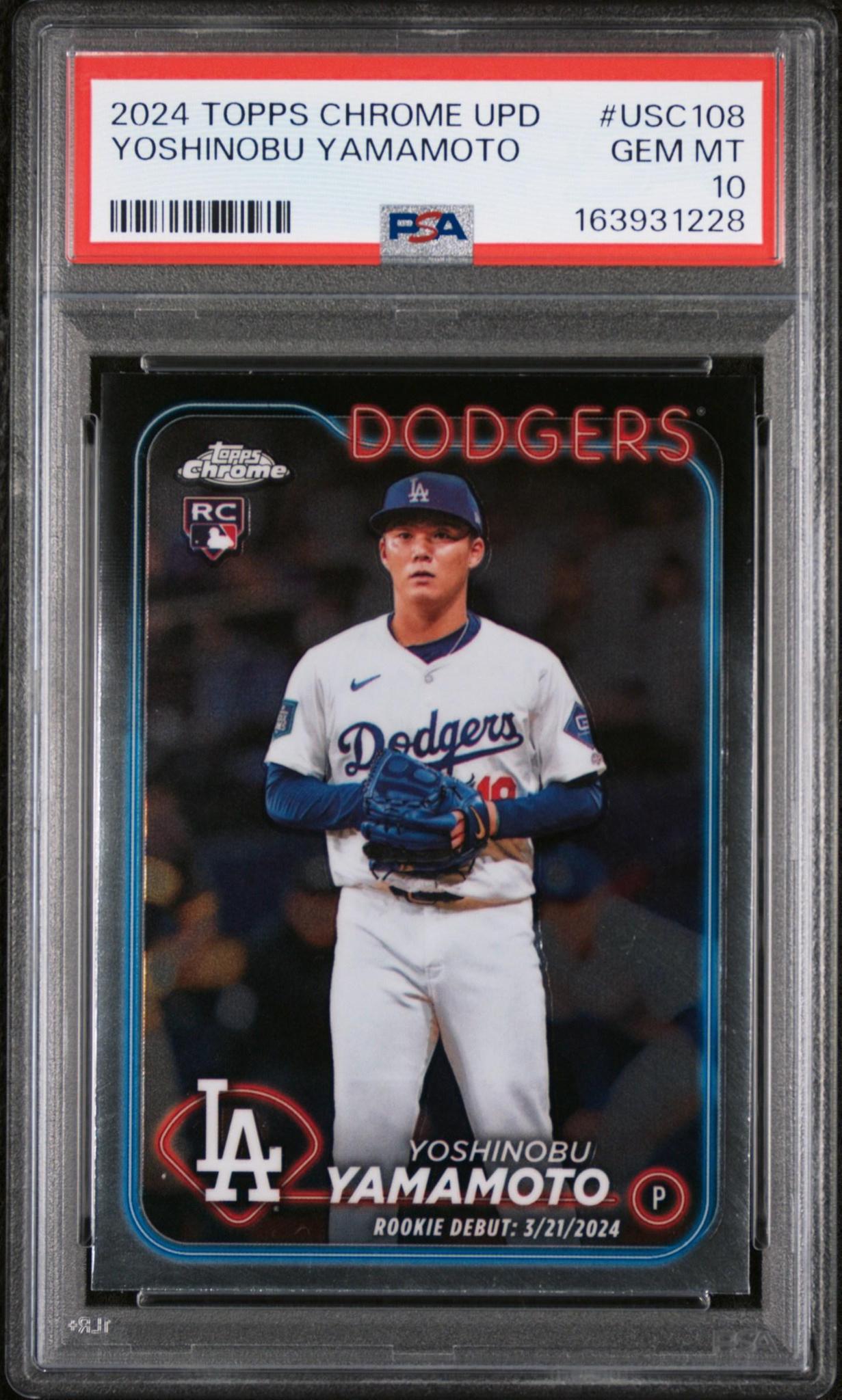 2024 TOPPS CHROME UPDATE #USC108 YOSHINOBU YAMAMOTO PSA 10
