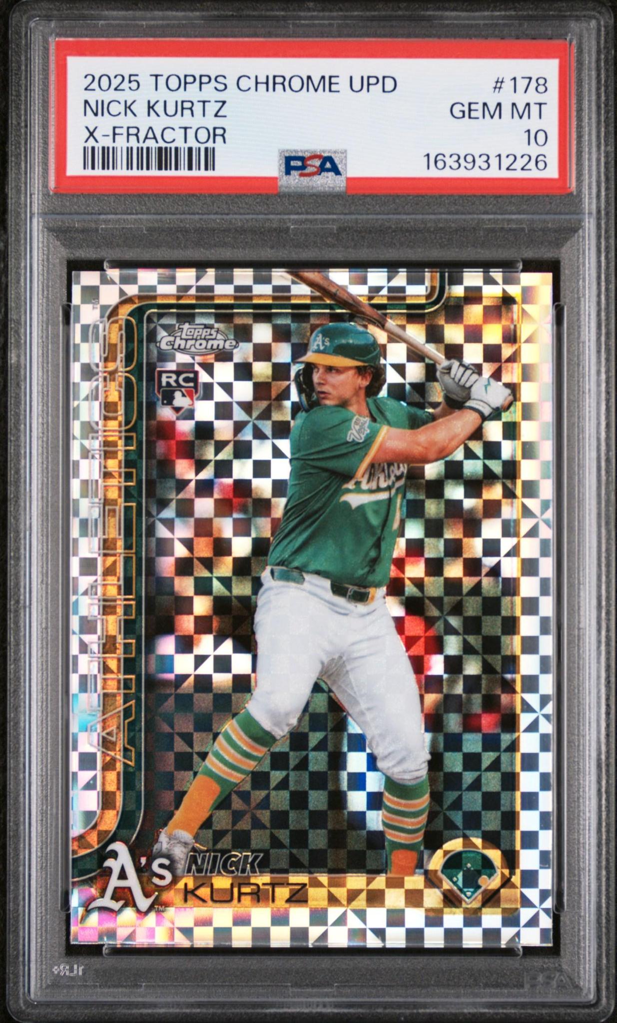 2025 TOPPS CHROME UPDATE 178 NICK KURTZ X-FRACTOR PSA 10