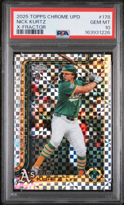 2025 TOPPS CHROME UPDATE 178 NICK KURTZ X-FRACTOR PSA 10