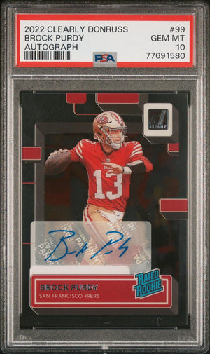 2022 PANINI CLEARLY DONRUSS 99 BROCK PURDY AUTOGRAPH PSA 10