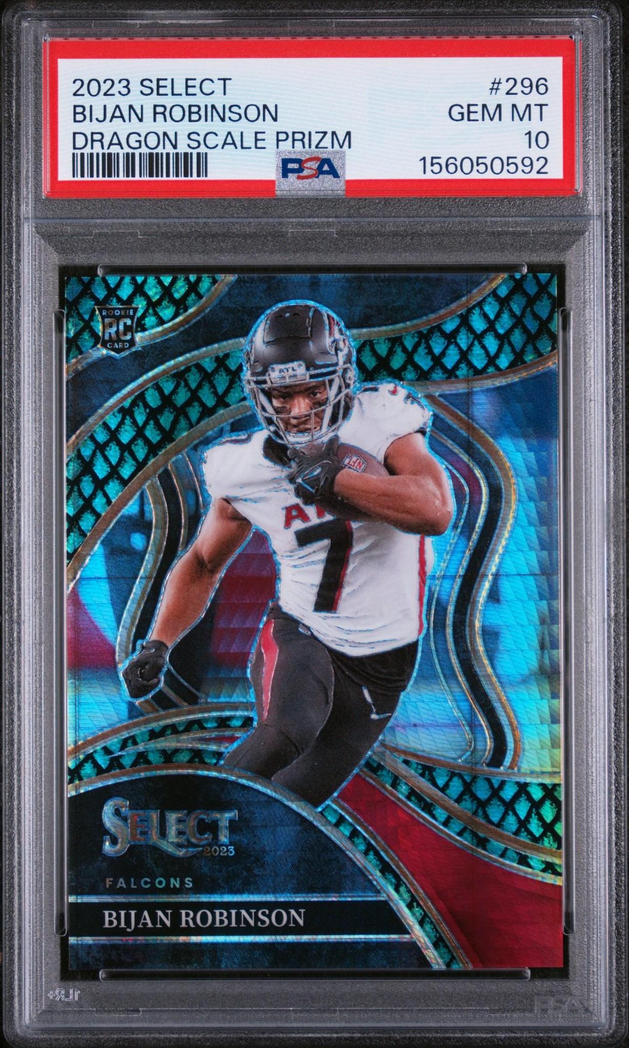 2023 PANINI SELECT 296 BIJAN ROBINSON DRAGON SCALE PRIZM PSA 10