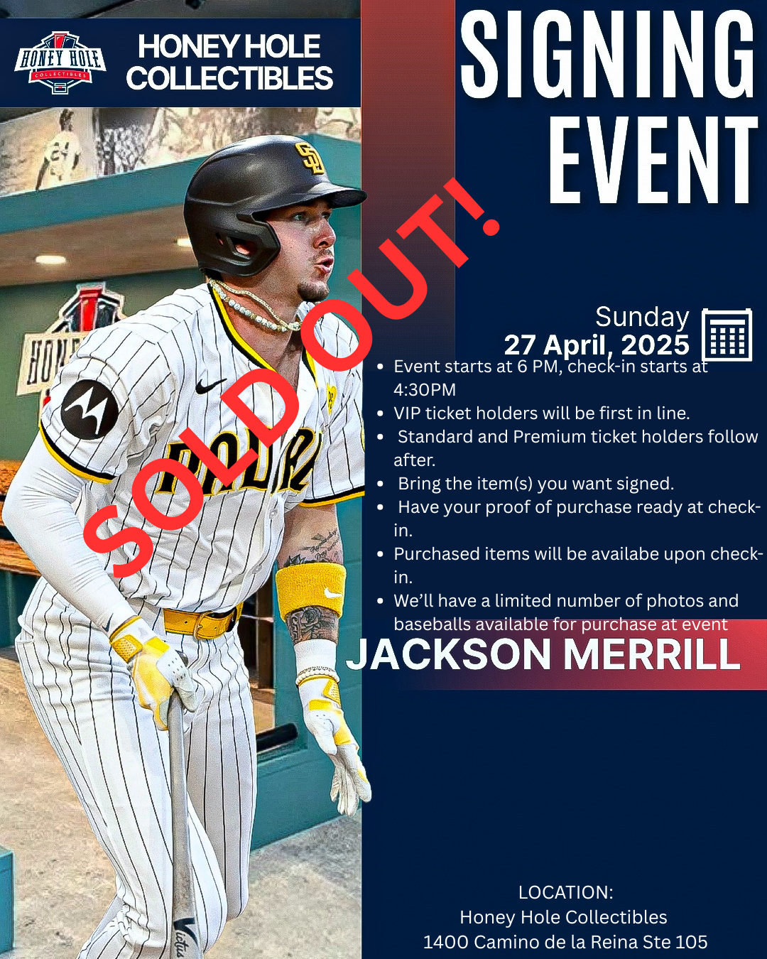 Event Information: Jackson Merrill Signing Event Mission Valley April 27, 2025
