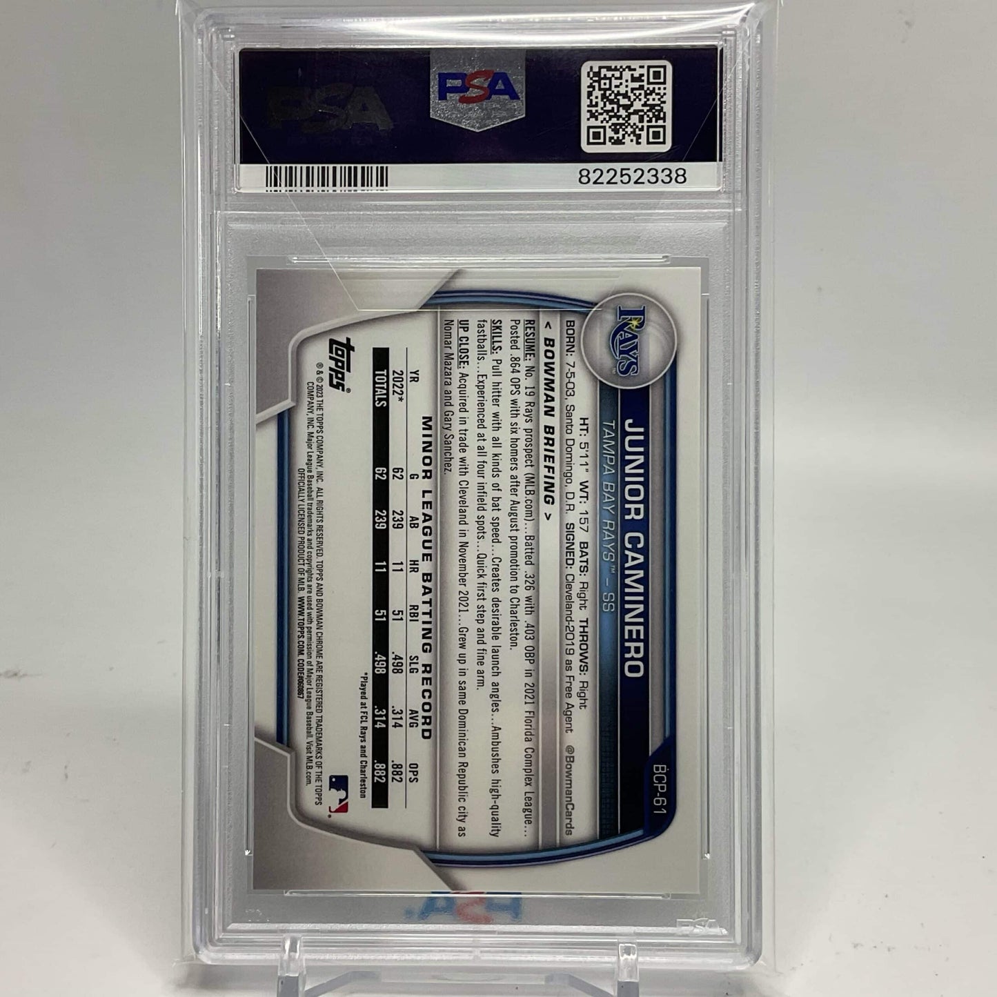 2023 Bowman Chrome Junior Caminero #BCP-61 Mega Mojo Refractor PSA 10