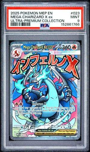 2025 POKEMON MEP EN-MEGA EVOLUTION BLACK STAR PROMOS #023 MEGA CHARIZARD X ex ULTRA-PREMIUM COLLECTION PSA 9
