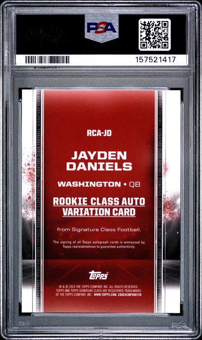 2024 TOPPS SIGNATURE CLASS ROOKIE CLASS AUTOGRAPH VARIATION RCAJD JAYDEN DANIELS PSA 10