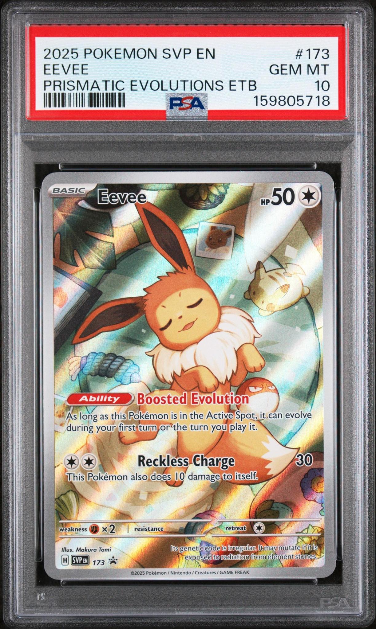 2025 POKEMON SVP EN-SV BLACK STAR PROMO 173 EEVEE PRISMATIC EVOLUTIONS ELITE TRAINER BOX PSA 10