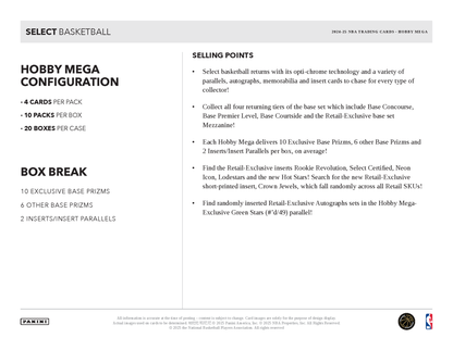 2024/25 Panini Select Basketball Hobby Mega Box