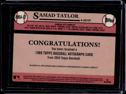 2024 Topps Series 1 Samad Taylor #89BA-ST Rookie Autograph
