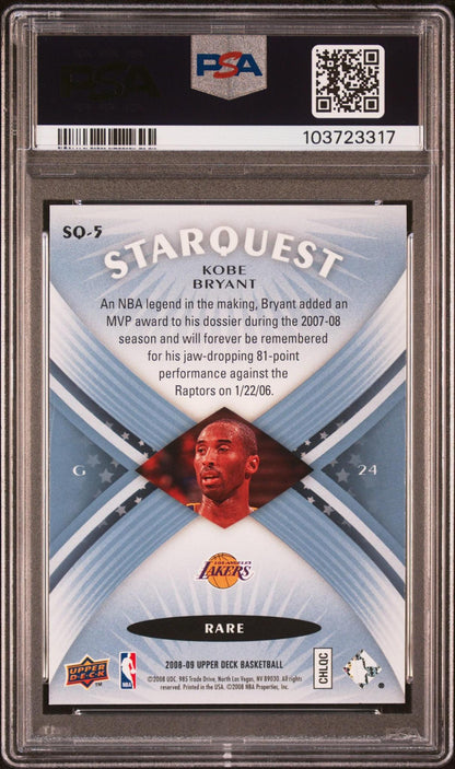 2008 UPPER DECK STARQUEST SQ-5 KOBE BRYANT CYAN PSA 10