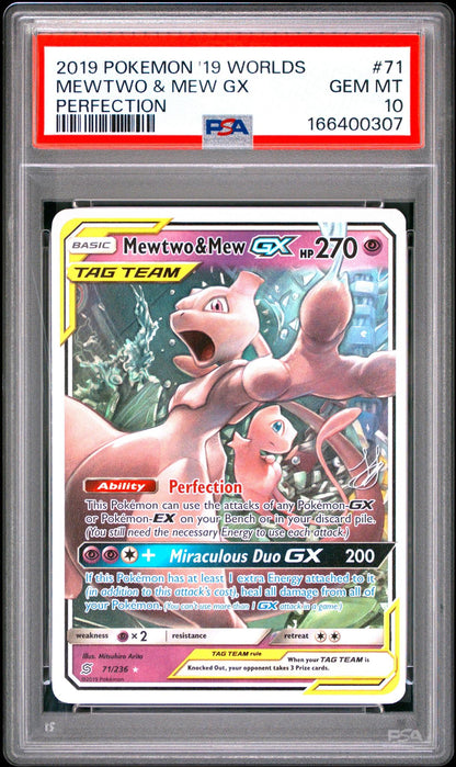 2019 Pokemon 2019 World Championships Deck Perfection 71 Mewtwo & Mew Gx PSA 10