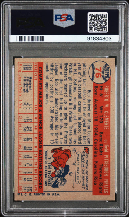 1957 Topps Bob Clemente #76 PSA 6