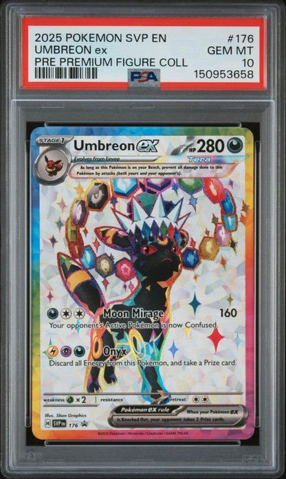 2025 POKEMON SVP EN-SV BLACK STAR PROMO 176 UMBREON EX PRISMATIC EVOLUTIONS PREMIUM FIGURE COLLECTION PSA 10