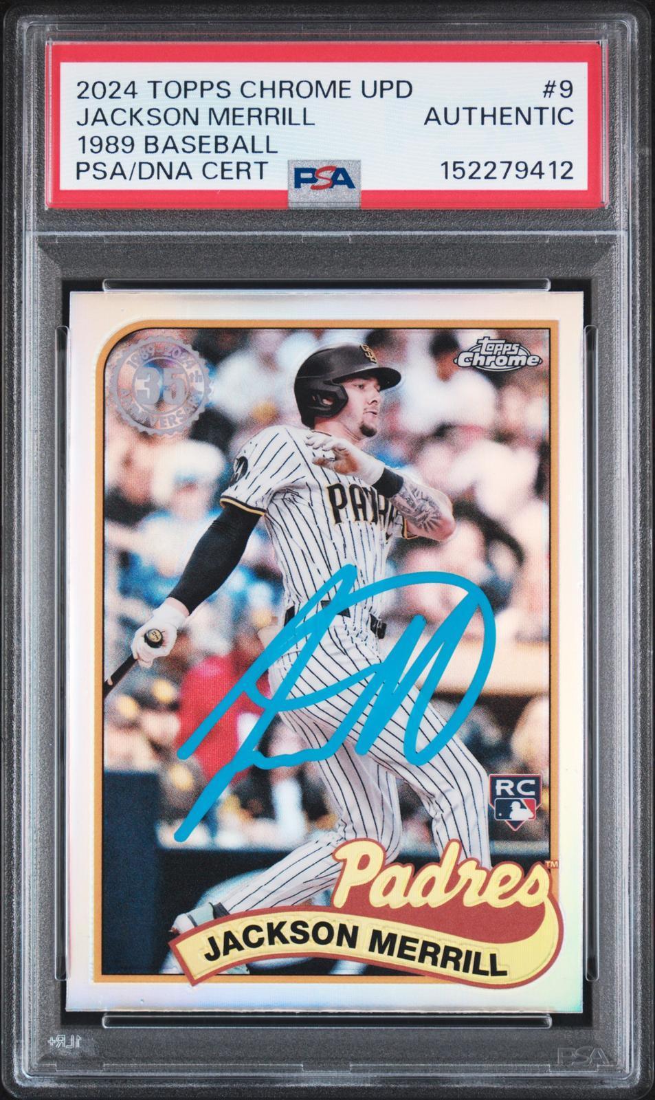 2024 Topps Chrome Update 1989 Topps Baseball #9 - Jackson Merrill PSA Authentic