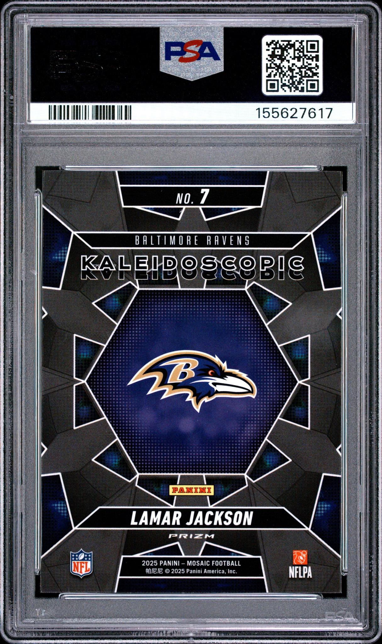 2025 PANINI MOSAIC KALEIDOSCOPIC 7 LAMAR JACKSON PSA 10