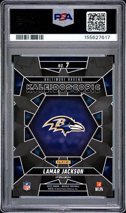 2025 PANINI MOSAIC KALEIDOSCOPIC 7 LAMAR JACKSON PSA 10