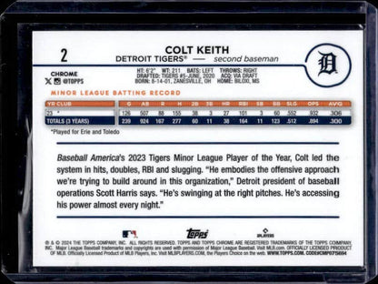 2024 Topps Chrome Colt Keith #2 Rookie Aqua Refractor /199