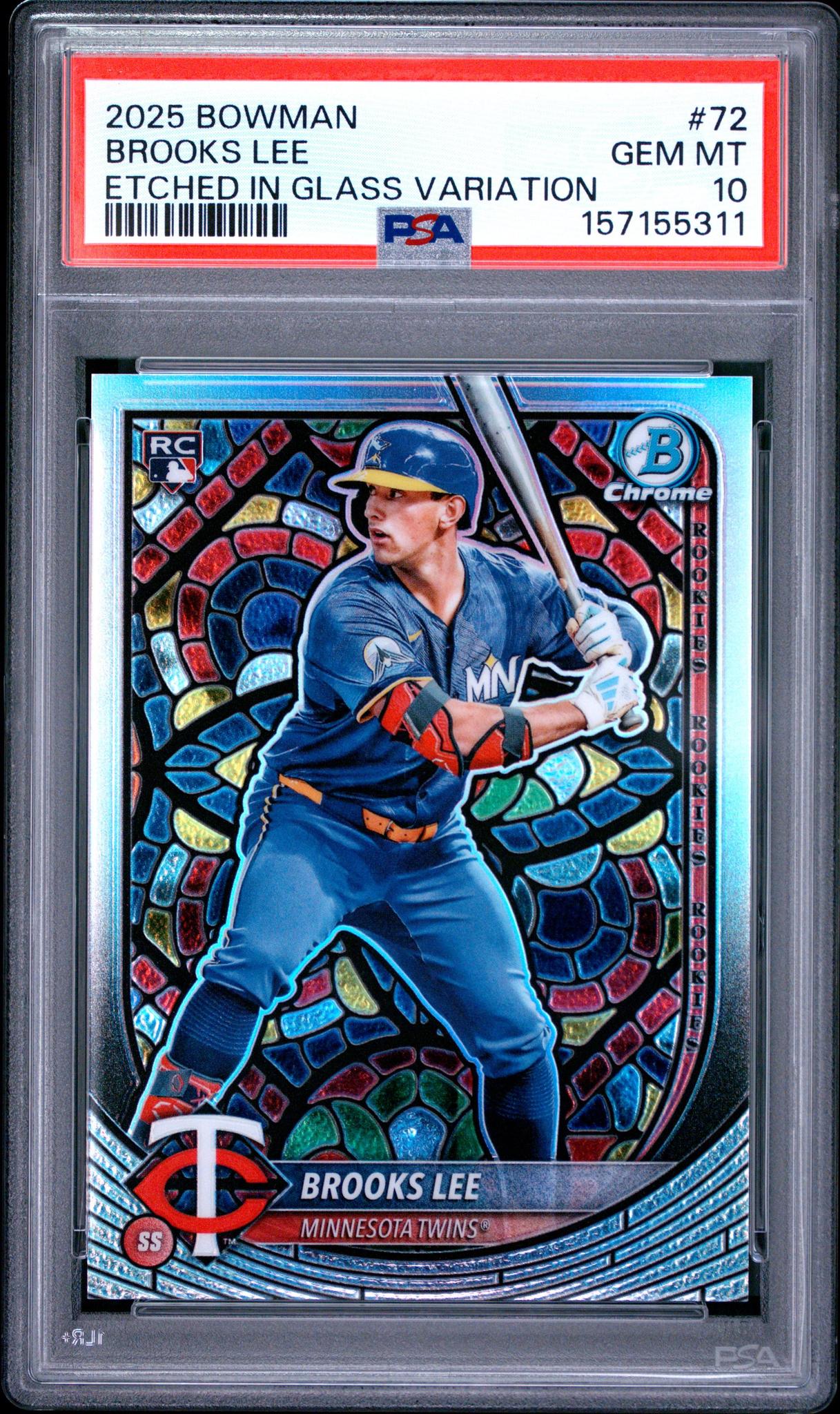 2025 BOWMAN 72 BROOKS LEE ETCHED IN GLASS VARIATION PSA 10