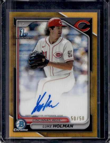 2025 Bowman Chrome Luke Holman #lh Autograph 50/50