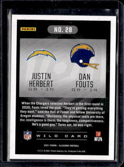 2021 Panini Illusions Justin Herbert/Dan Fouts #28 Trophy Collection