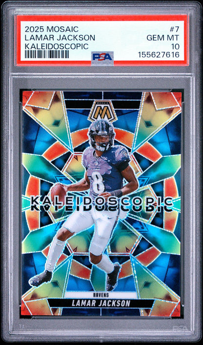 2025 PANINI MOSAIC KALEIDOSCOPIC #7 LAMAR JACKSON PSA 10