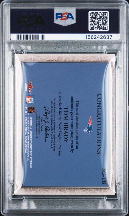 2004 FLEER SHOWCASE GRACE GAME USED SG-TB TOM BRADY PSA 9