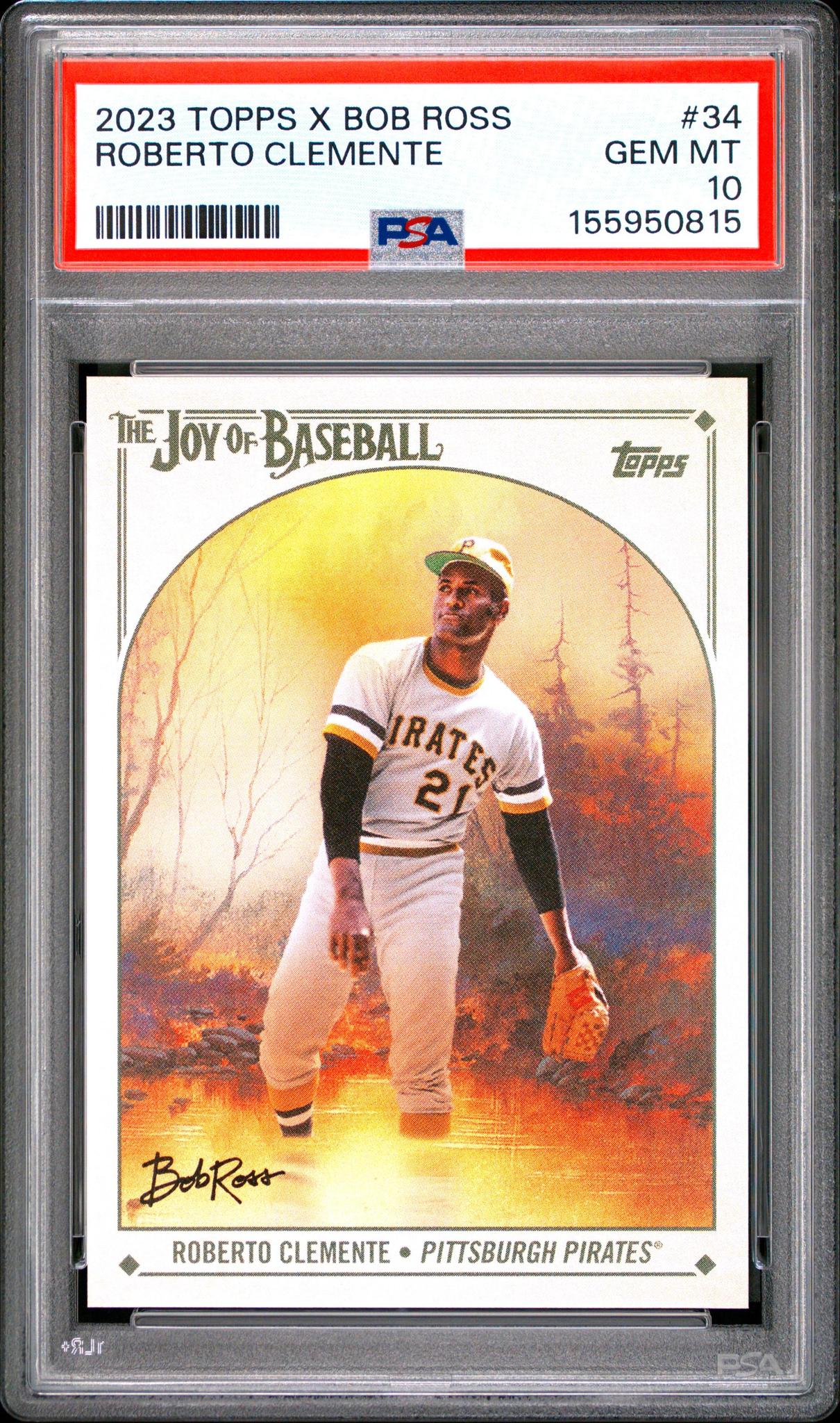 2023 TOPPS X BOB ROSS THE JOY OF BASEBALL 34 ROBERTO CLEMENTE PSA 10