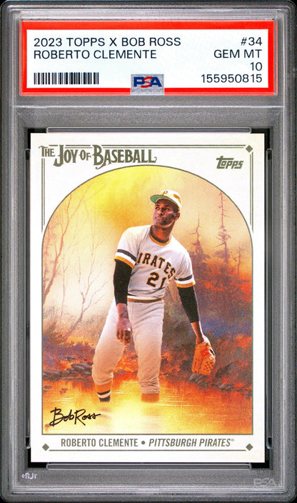 2023 TOPPS X BOB ROSS THE JOY OF BASEBALL 34 ROBERTO CLEMENTE PSA 10