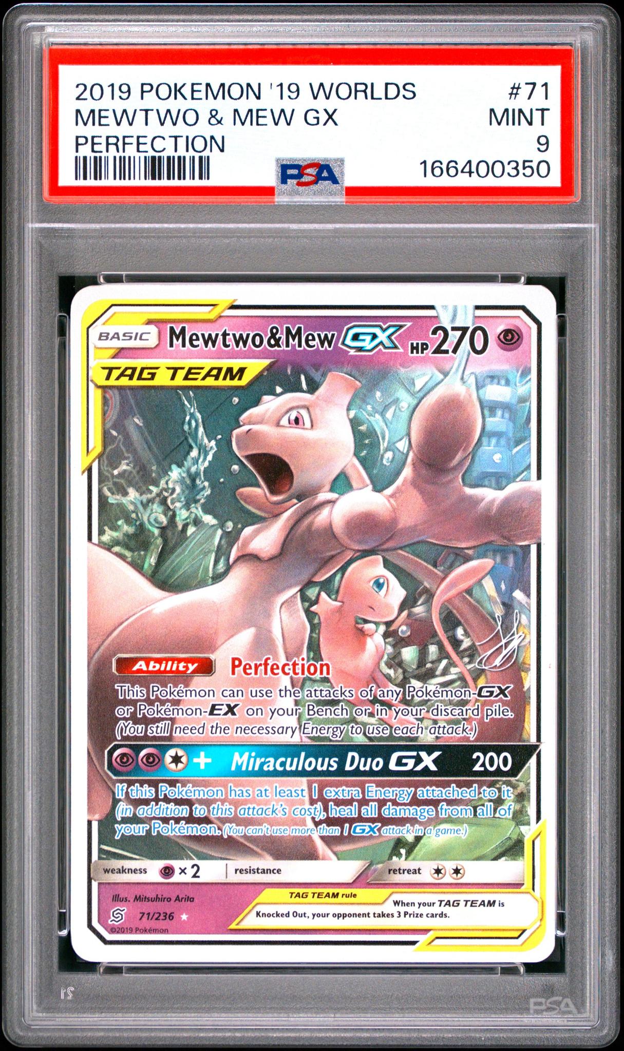 2019 POKEMON 2019 WORLD CHAMPIONSHIPS DECK: PERFECTION 71 MEWTWO & MEW GX PSA 9