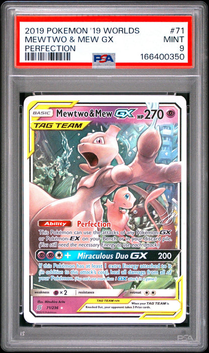 2019 POKEMON 2019 WORLD CHAMPIONSHIPS DECK: PERFECTION 71 MEWTWO & MEW GX PSA 9