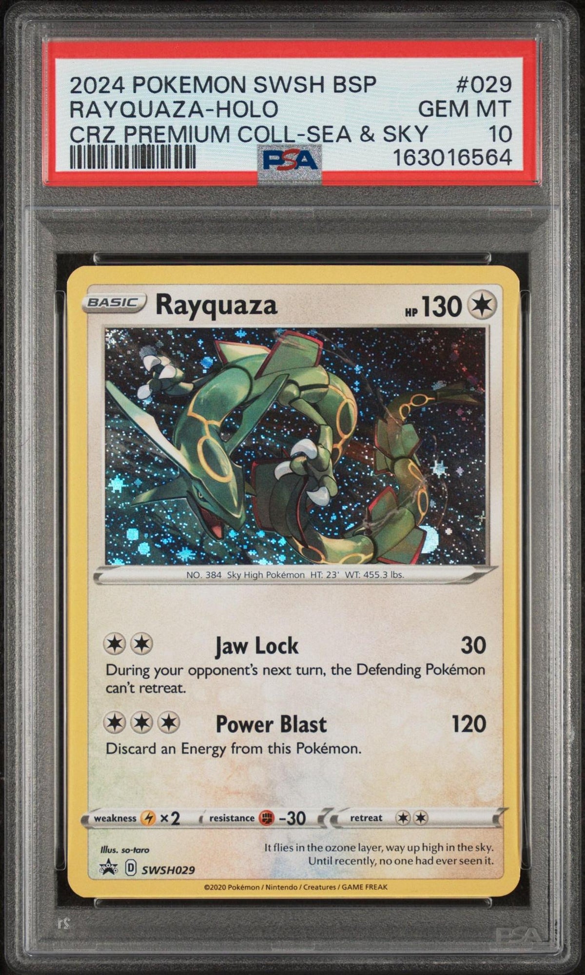 2024 POKEMON SWSH BLACK STAR PROMO 029 RAYQUAZA-HOLO CROWN ZENITH PREMIUM COLLECTION SEA & SKY